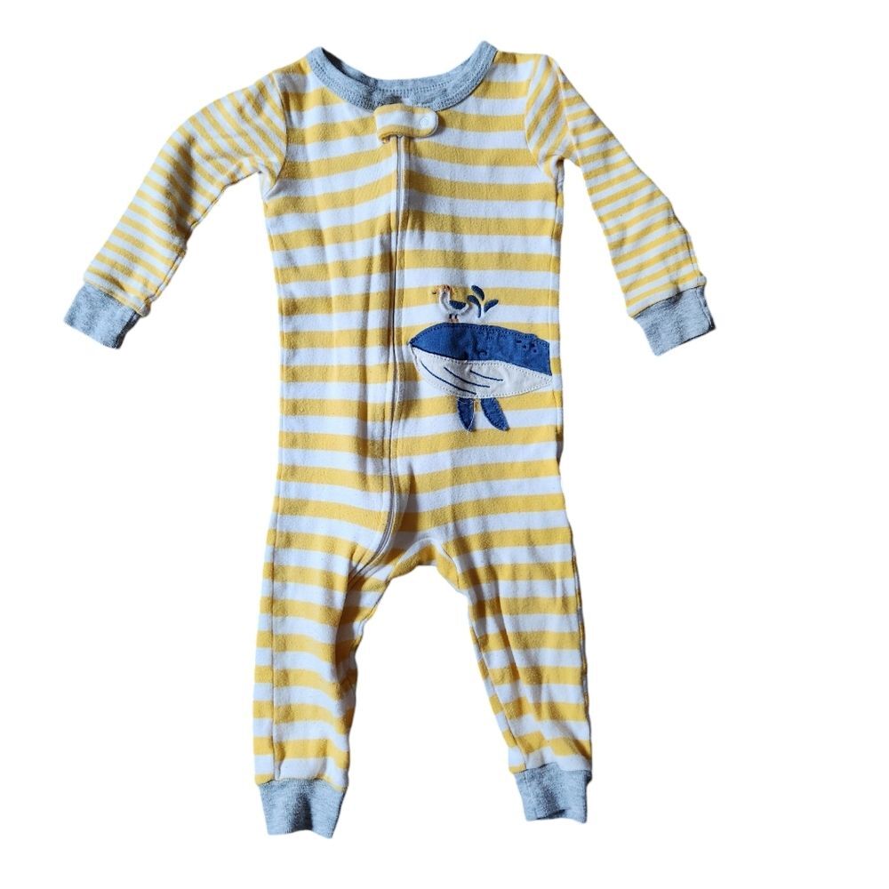 Carter's Whale Long Sleeve One-piece Footless Sleeper Pajamas Size 12 Months